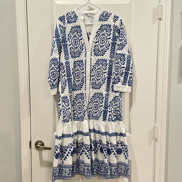 Zara Blue Embroidered Shirt Dress - Picture 3 of 4